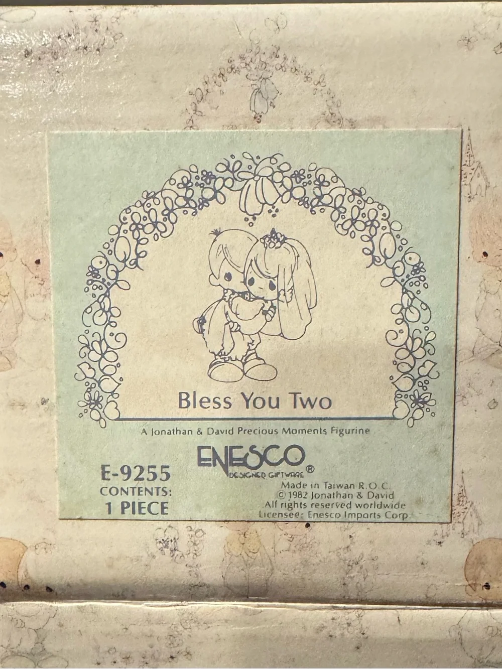 Precious Moments Bride and Groom Figurine - Cream 1982